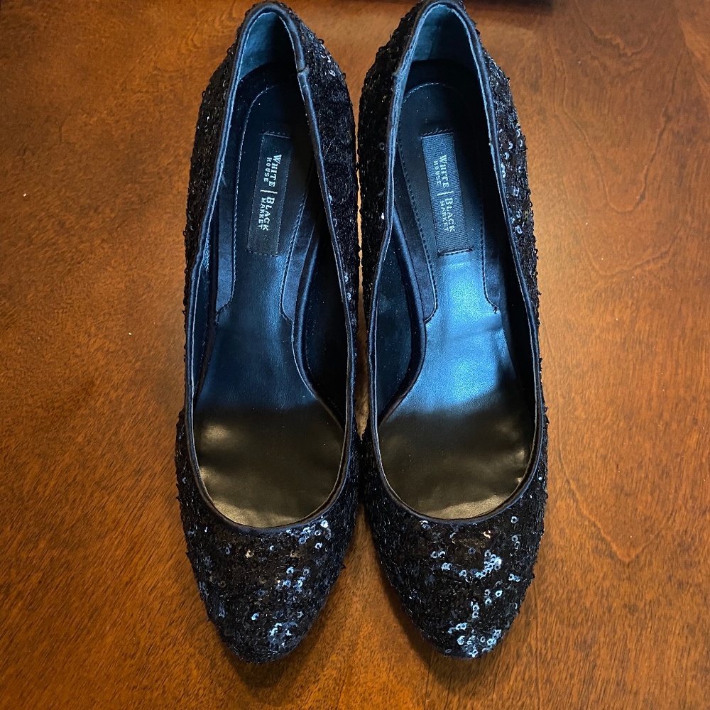 White House Black Market Black Glitter Shoes